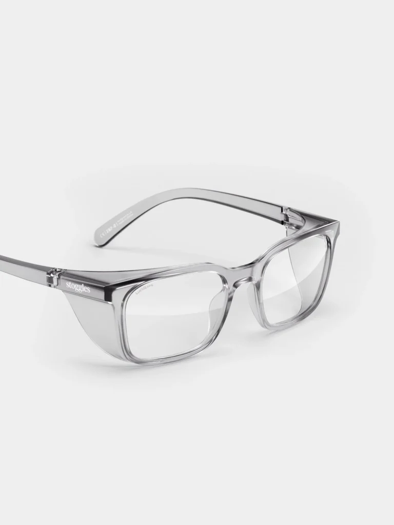 Stoggles Rectangle in Charcoal, side view showing integrated side shields