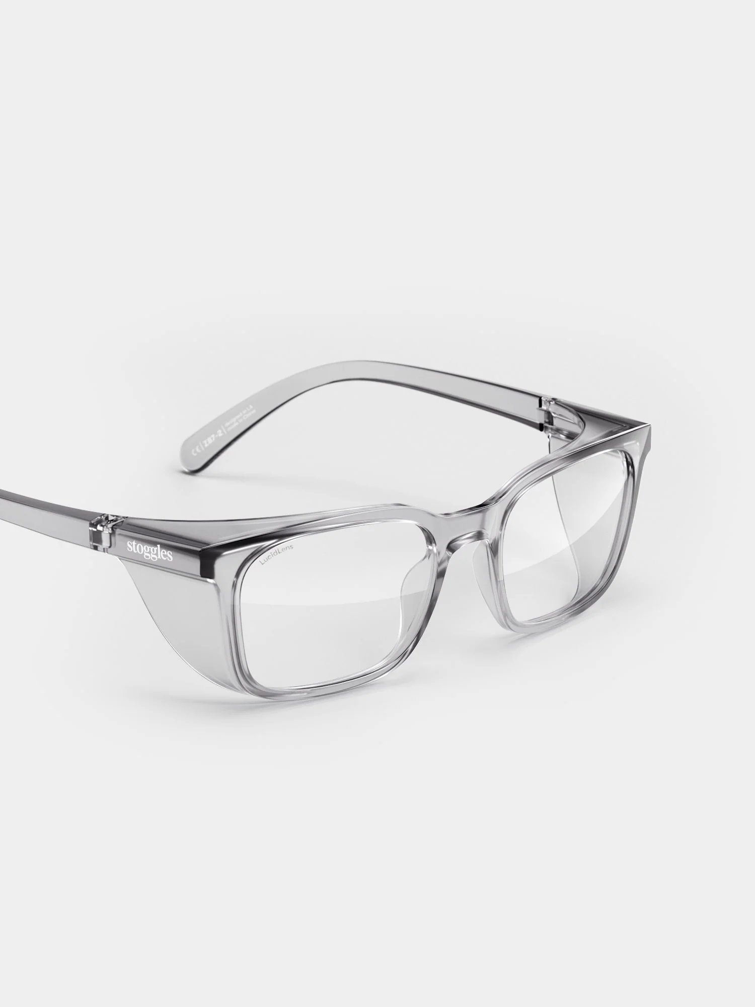 Stoggles Rectangle in Charcoal, side view showing integrated side shields